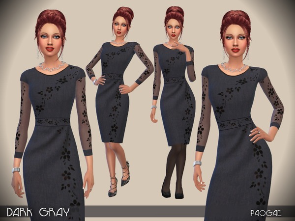 Sims 4 Dark Gray outfit by Paogae at TSR