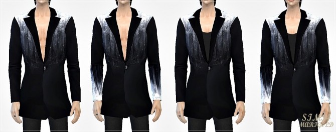 Sims 4 Black&white long suit jacket at Marigold