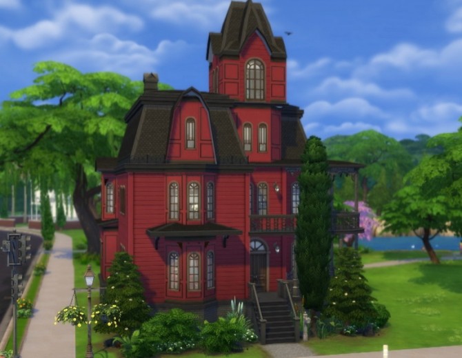 Sims 4 Alternate Goth Mansion, no CC by plasticbox at Mod The Sims
