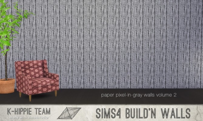 Sims 4 7 Paper Walls Pixel in Gray volume 2 at K hippie