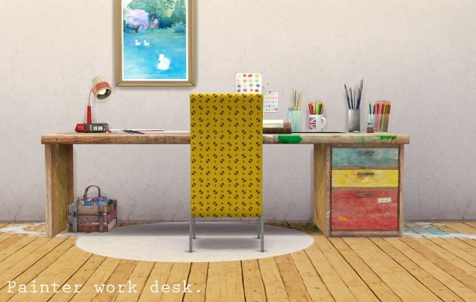 Sims 4 Painter work desk at Imadako