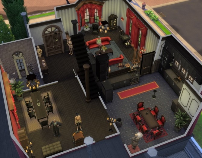 Sims 4 Alternate Goth Mansion, no CC by plasticbox at Mod The Sims