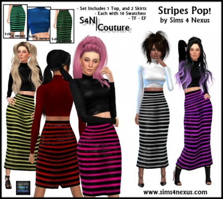 Stripes Pop outfit at Sims 4 Nexus