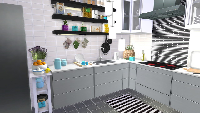 Sims 4 Black & White Kitchen at Dinha Gamer