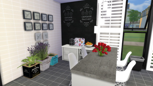 Sims 4 Black & White Kitchen at Dinha Gamer