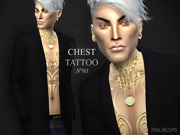 Sims 4 Chest Tattoo N01 by Pralinesims at TSR