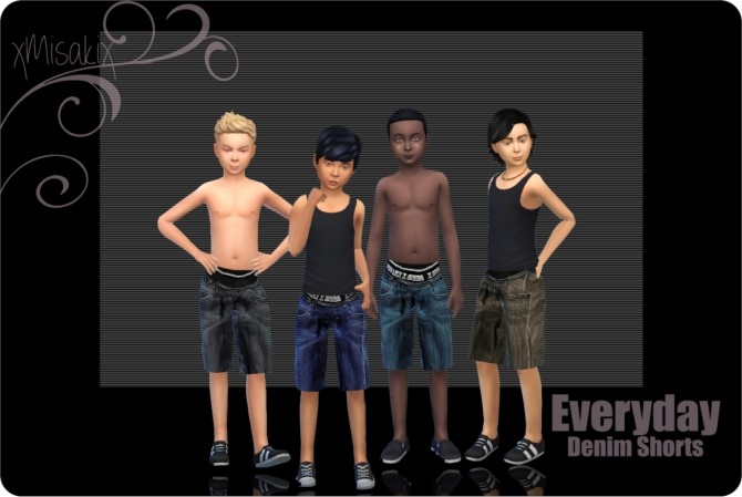 Sims 4 Denim Shorts for boys at xMisakix Sims