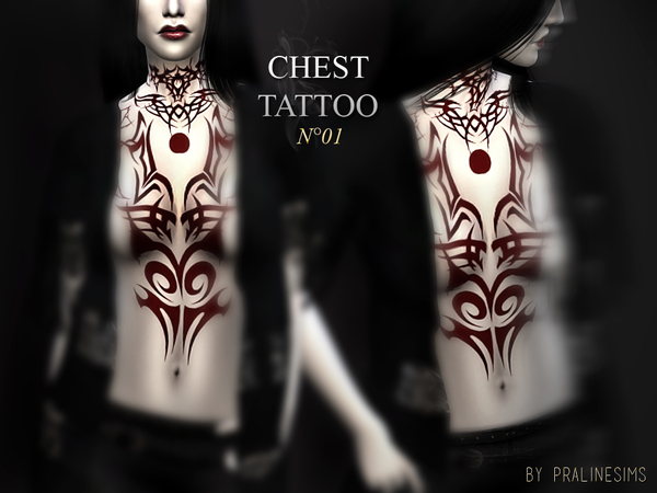 Sims 4 Chest Tattoo N01 by Pralinesims at TSR