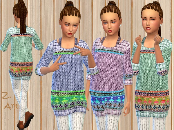 Sims 4 Colorful Autumn knit dress by Zuckerschnute20 at TSR