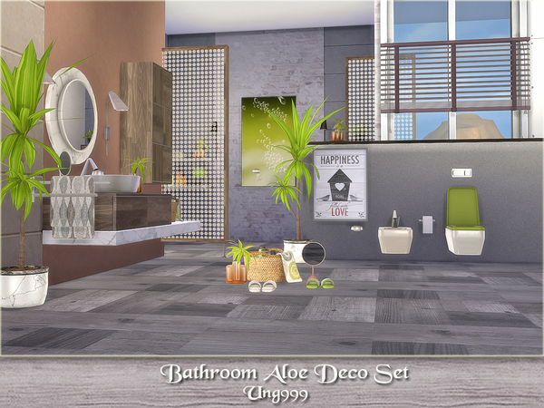 Sims 4 Bathroom Aloe Deco Set by ung999 at TSR