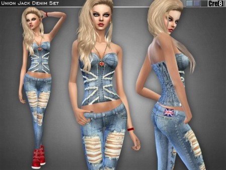 Union Jack Denim Set by Cre8Sims at TSR