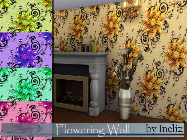 Sims 4 Flowering Wall by Ineliz at TSR