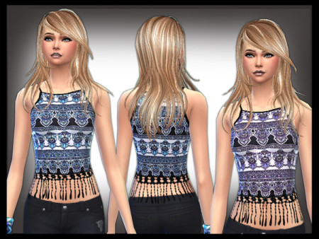 Boho Print trimmed top by shanelle.sims at TSR