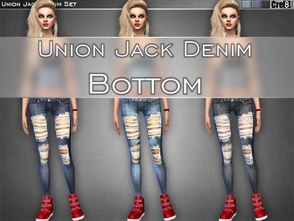 Sims 4 Union Jack Denim Set by Cre8Sims at TSR