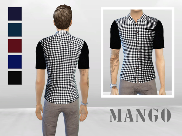 Sims 4 Gingham Simple Checkered Shirt by McLayneSims at TSR