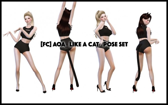 Sims 4 AOA Like A Cat pose set at Flower Chamber