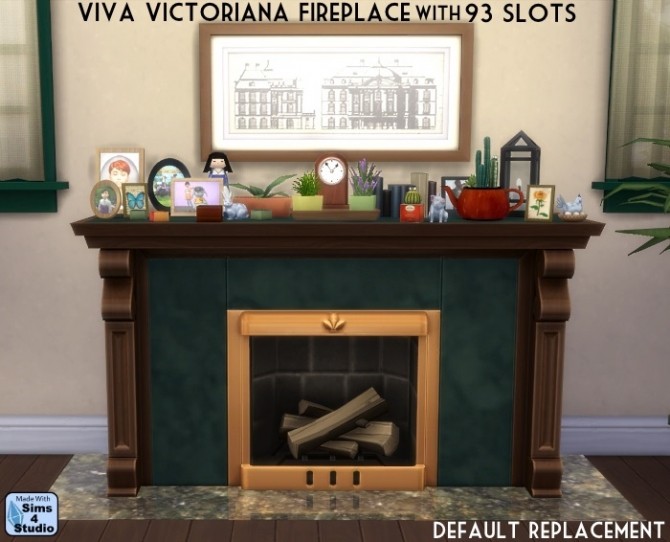 Sims 4 Viva Victoriana fireplace with 93 slots by OM at Sims 4 Studio