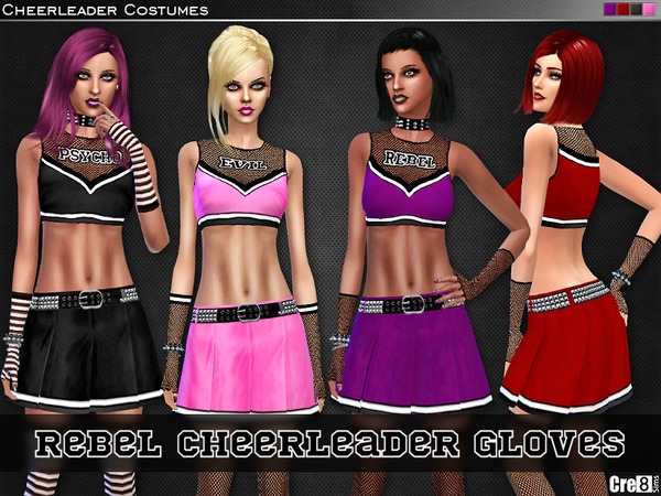 Sims 4 Rebel Cheerleader Costume Set by Cre8Sims at TSR