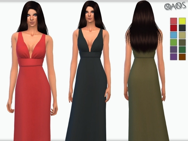 Sims 4 Scuba Low Plunge Fishtail Maxi Dress by OranosTR at TSR