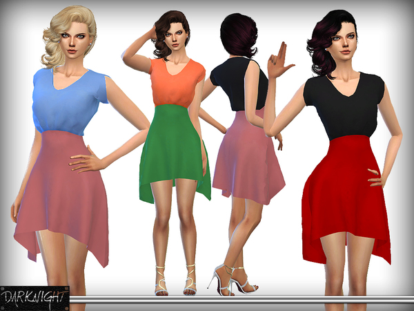 Sims 4 High Waist Skirt Dress by DarkNighTt at TSR