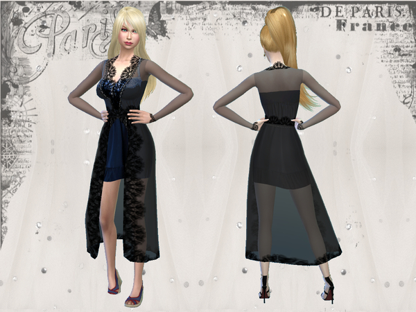 Sims 4 Paris Lace Negligee with dress by alin2 at TSR
