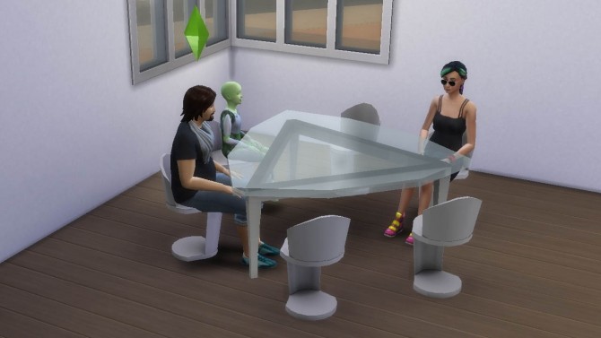Sims 4 Futuristic triangular table and chair by necrodog at Mod The Sims