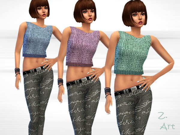 Sims 4 Simple Knitting top by Zuckerschnute20 at TSR