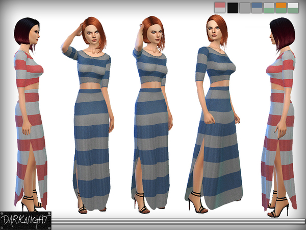 Sims 4 Stripped Beach Dress by DarkNighTt at TSR
