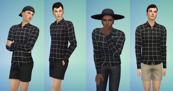 Sims 4 3 Grid Pattern Shirts by trinkachama at Mod The Sims