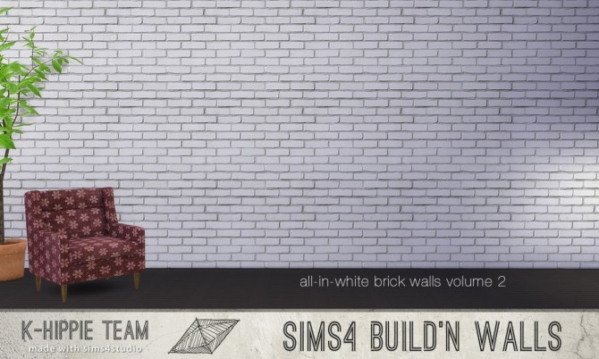 Sims 4 7 Brick Walls All White volume 2 at K hippie