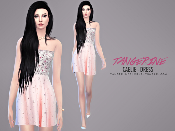 Sims 4 Caelie dress by tangerinesimblr at TSR