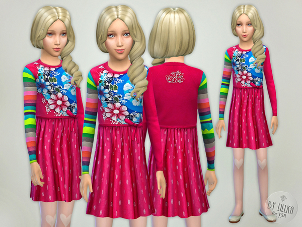 Sims 4 Multicolored Designer Dress 2 by lillka at TSR