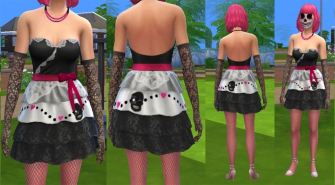 Sims 4 Short Day of the Dead Dress by Simmiller at Mod The Sims