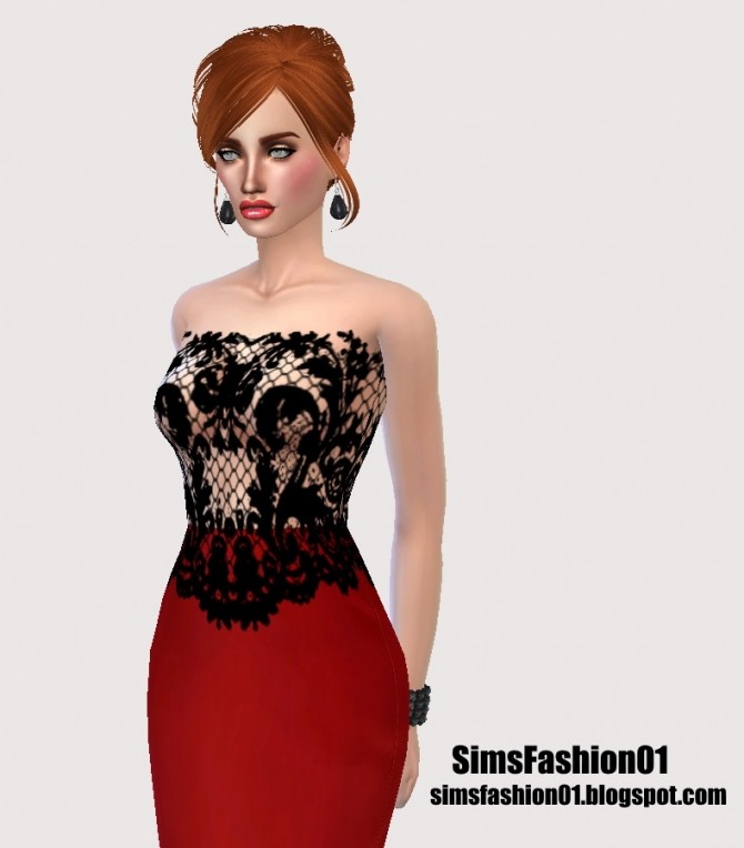 Sims 4 Red Long Dress at Sims Fashion01