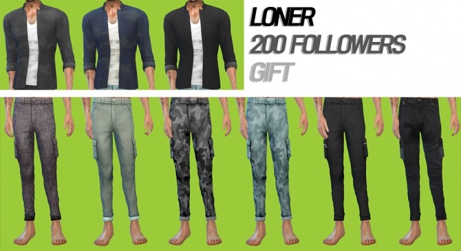 Sims 4 Loner Collar Jacket & Cargo Pants at Loner