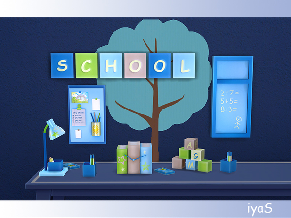 Sims 4 School Decor set by soloriya at TSR