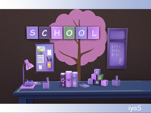 Sims 4 School Decor set by soloriya at TSR