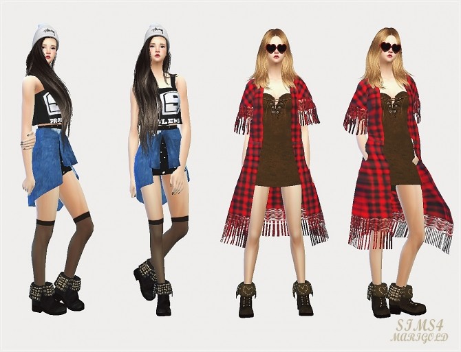 Sims 4 Turn down collar stud ankle boots at Marigold