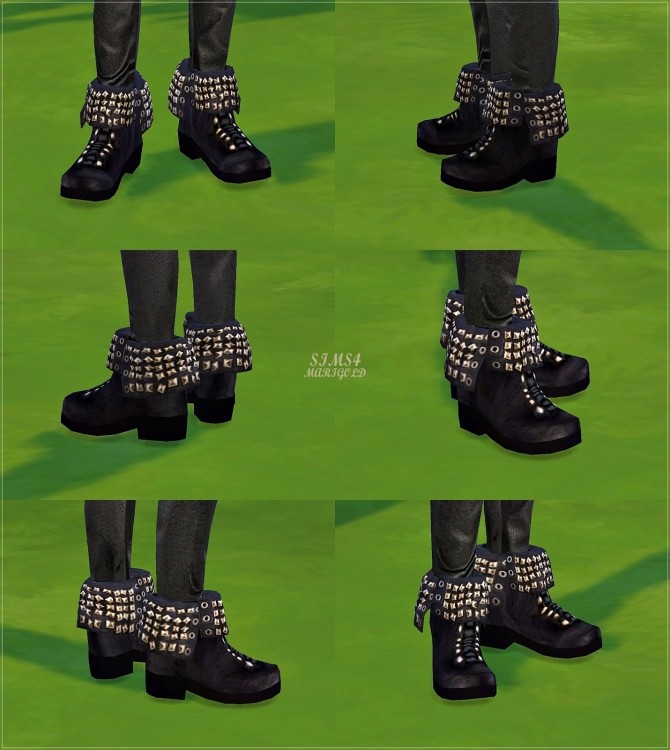 Sims 4 Turn down collar stud ankle boots for males at Marigold