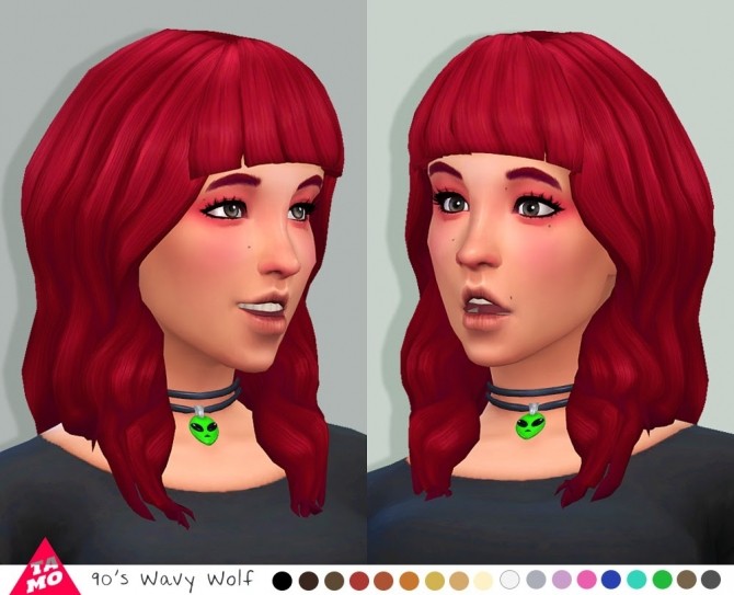 Sims 4 90s Wavy Wolf hair for Ladies+Girls at Tamo