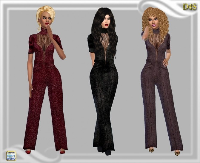Sims 4 Leather tneck jumpsuit at Dreaming 4 Sims