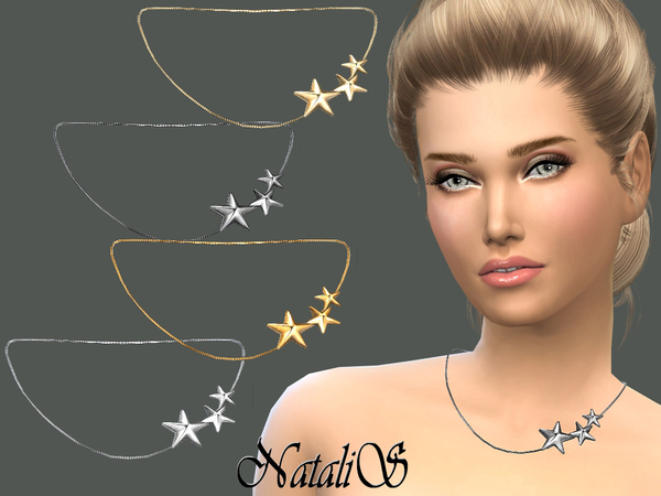 Sims 4 Three stars necklace by NataliS at TSR