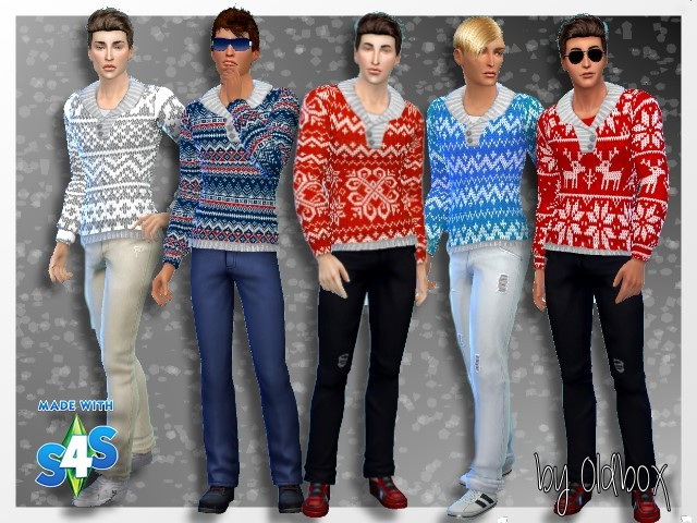 Sims 4 Winter sweaters for males by Oldbox at All 4 Sims