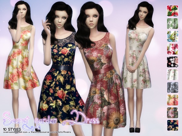 Sims 4 Secret garden Dress by Aveira at TSR