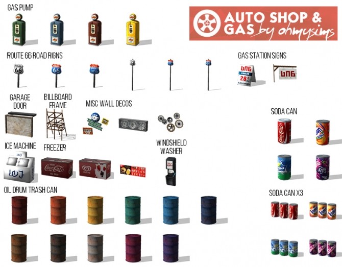 Sims 4 Auto Shop and Gas Station Set at Oh My Sims 4