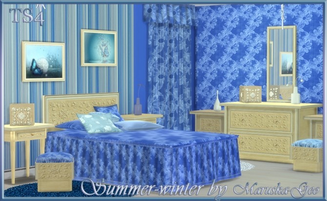 Sims 4 Summer winter bedroom set at Maruska Geo