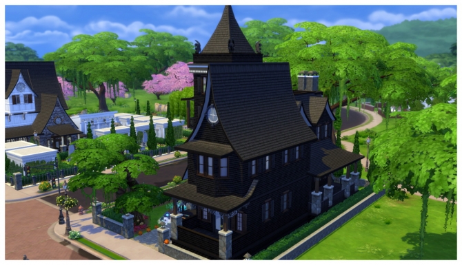 Haunted House Facade at SimDoughnut » Sims 4 Updates