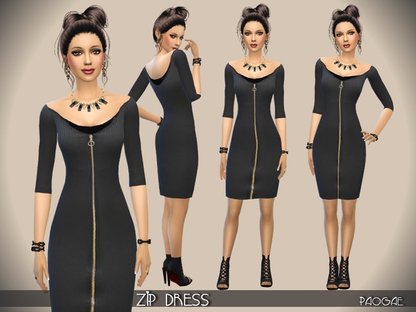 Sims 4 Zip Dress by Paogae at TSR