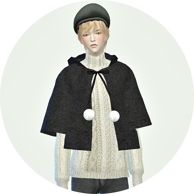 Sims 4 Male hood cape coat at Marigold
