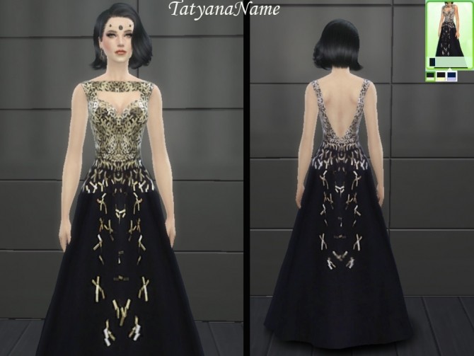 Sims 4 Black official dress with sequins at Tatyana Name